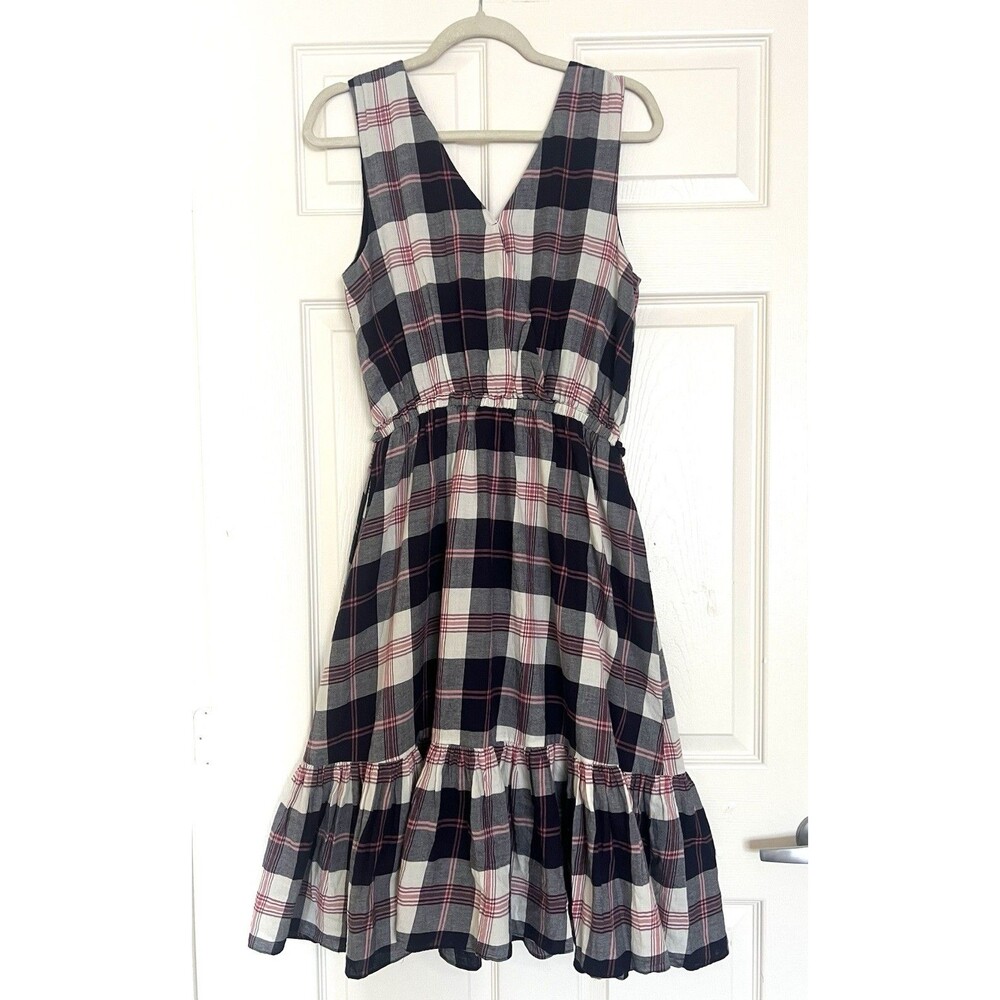 Anthropologie Isabella Sinclair Plaid Midi Dress NWT Sz M Ruffle Hem Cottagecore - Picture 3 of 10